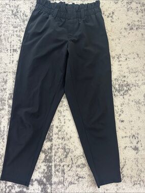 Button front Black Elastic-Waist Tapered Pants Size small
